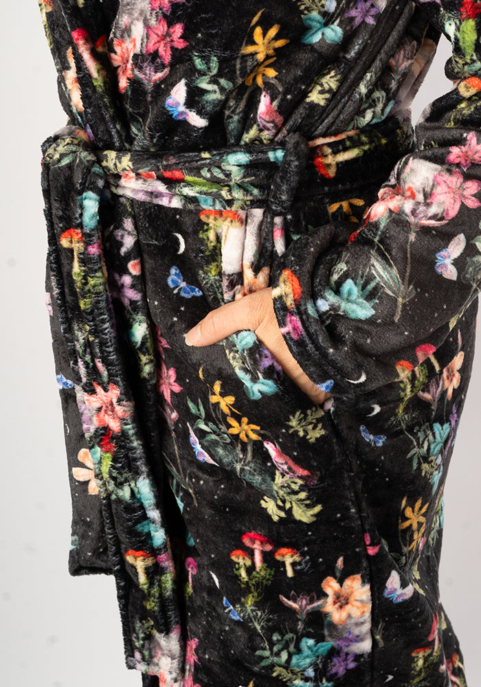 Midnight Botanical Print Dressing Gown