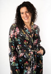 Midnight Botanical Print Dressing Gown