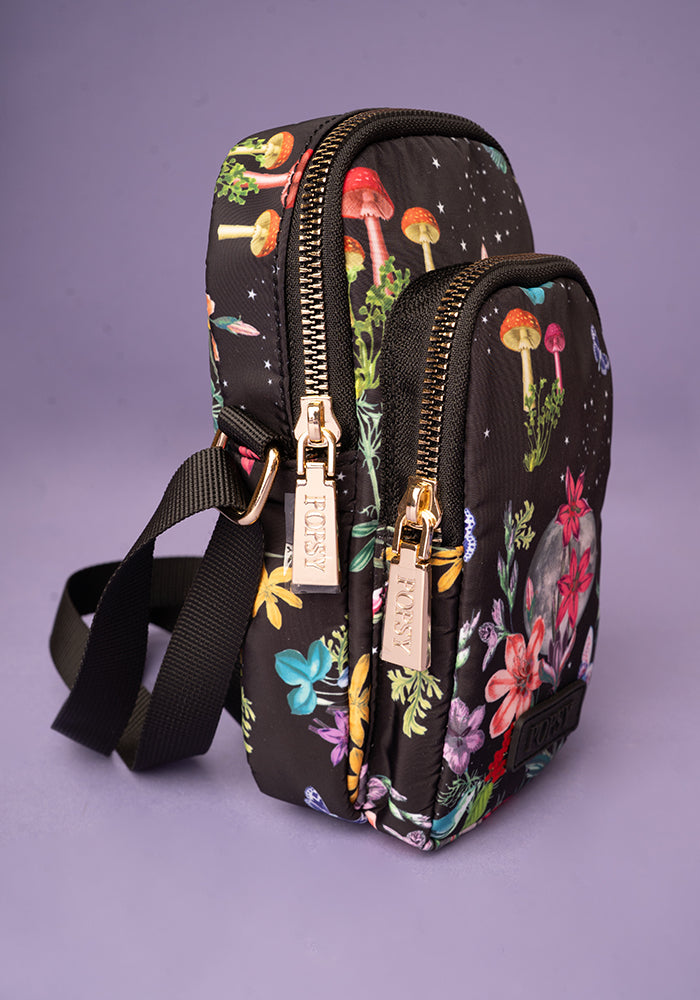 Midnight Botanical Moon Print Phone Pocket Bag