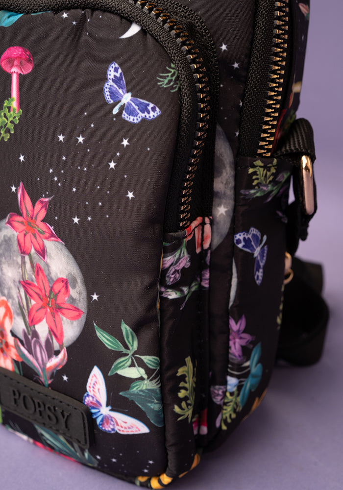 Midnight Botanical Moon Print Phone Pocket Bag