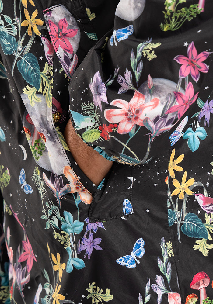 Third angle of Midnight Botanical Print Popsy Coat