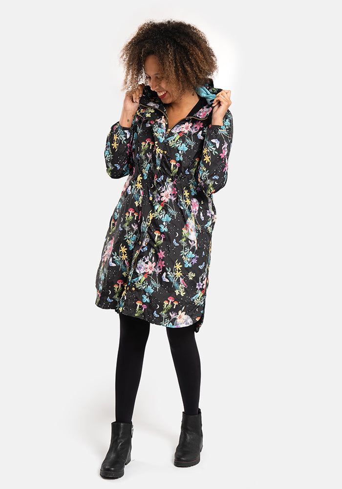 Second angle of Midnight Botanical Print Popsy Coat