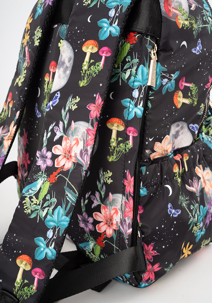 Third angle of Midnight Botanical Print Rucksack