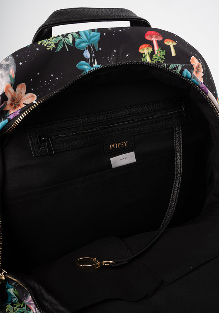 Second angle of Midnight Botanical Print Rucksack