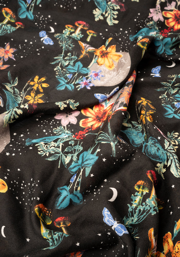 Midnight Botanical Print Scarf