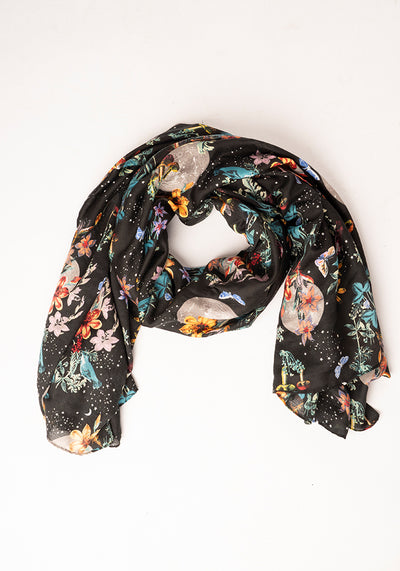 Midnight Botanical Print Scarf