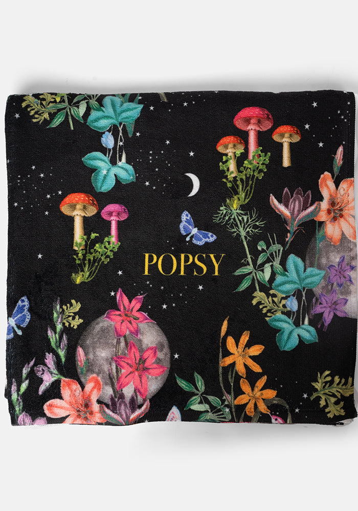 Second angle of Large Midnight Botanical Print Towel