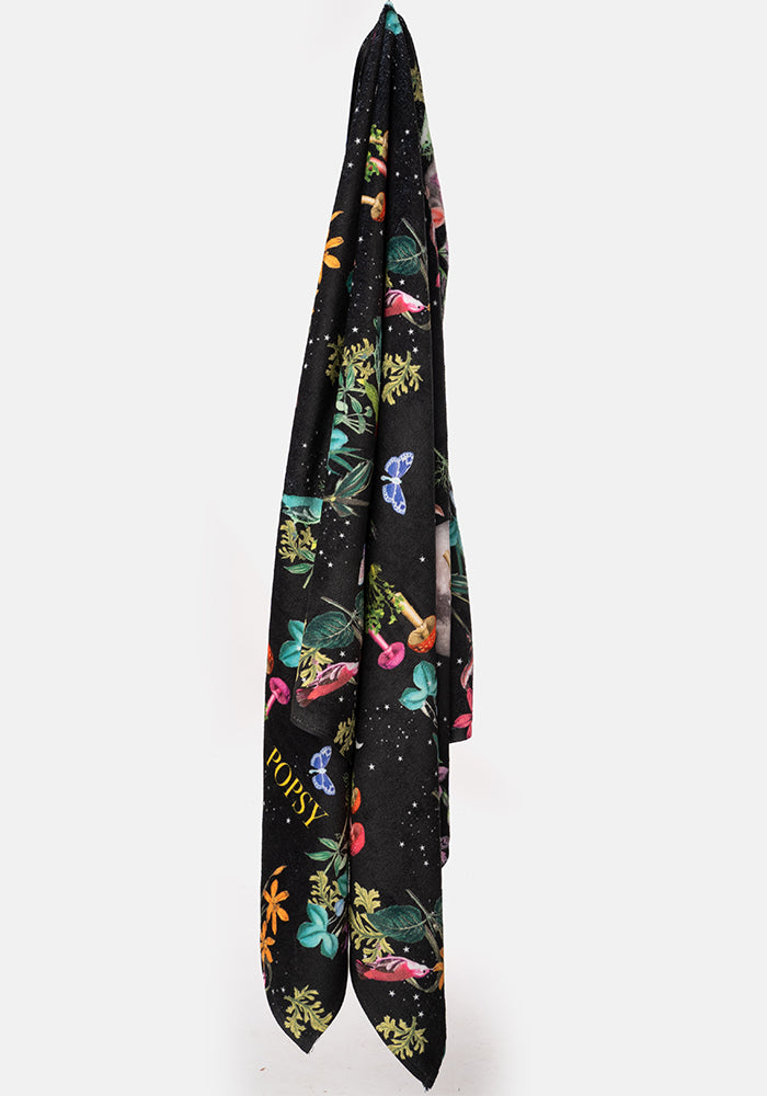 Third angle of Large Midnight Botanical Print Towel
