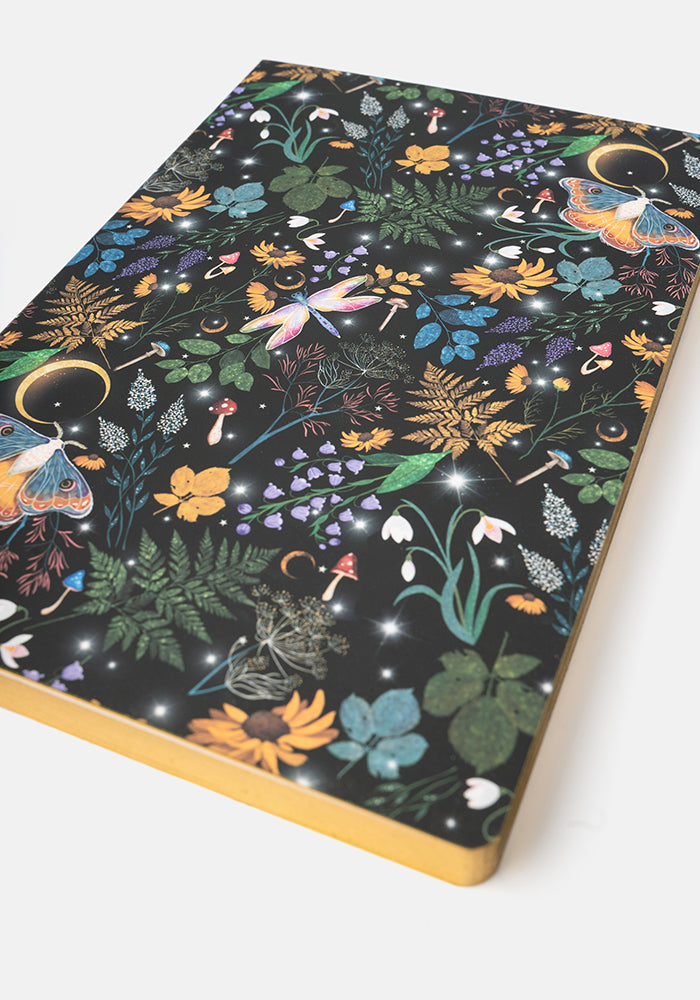 Second angle of Cute Midnight Moth Print Notebook - Colourful Quirky Journal Gift