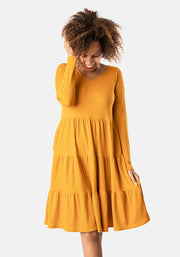 Mila Mustard Tiered Hem Dress