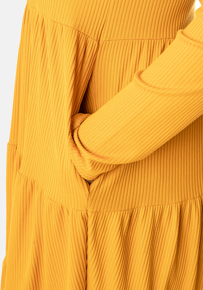 Mila Mustard Tiered Hem Dress