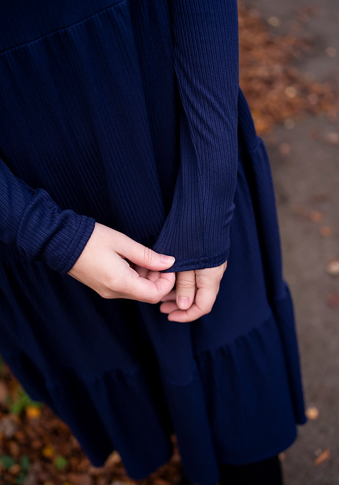 Mila Navy Tiered Hem Dress