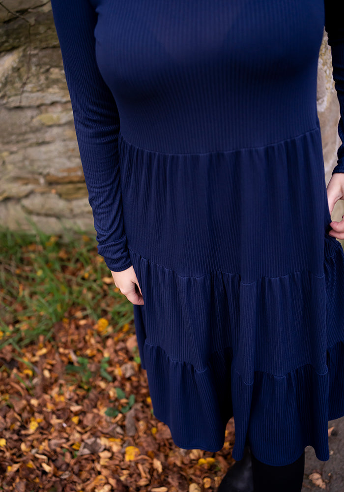 Mila Navy Tiered Hem Dress
