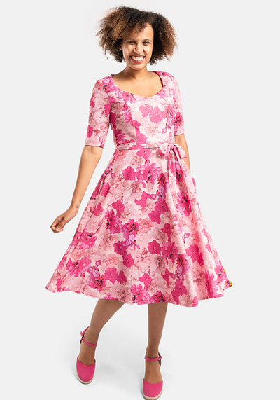 Milana Pink Floral Print Swing Dress