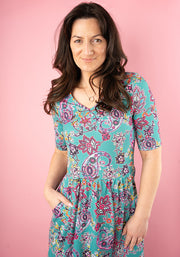 Milani Damask Paisley Print Tiered Hem Midaxi Dress