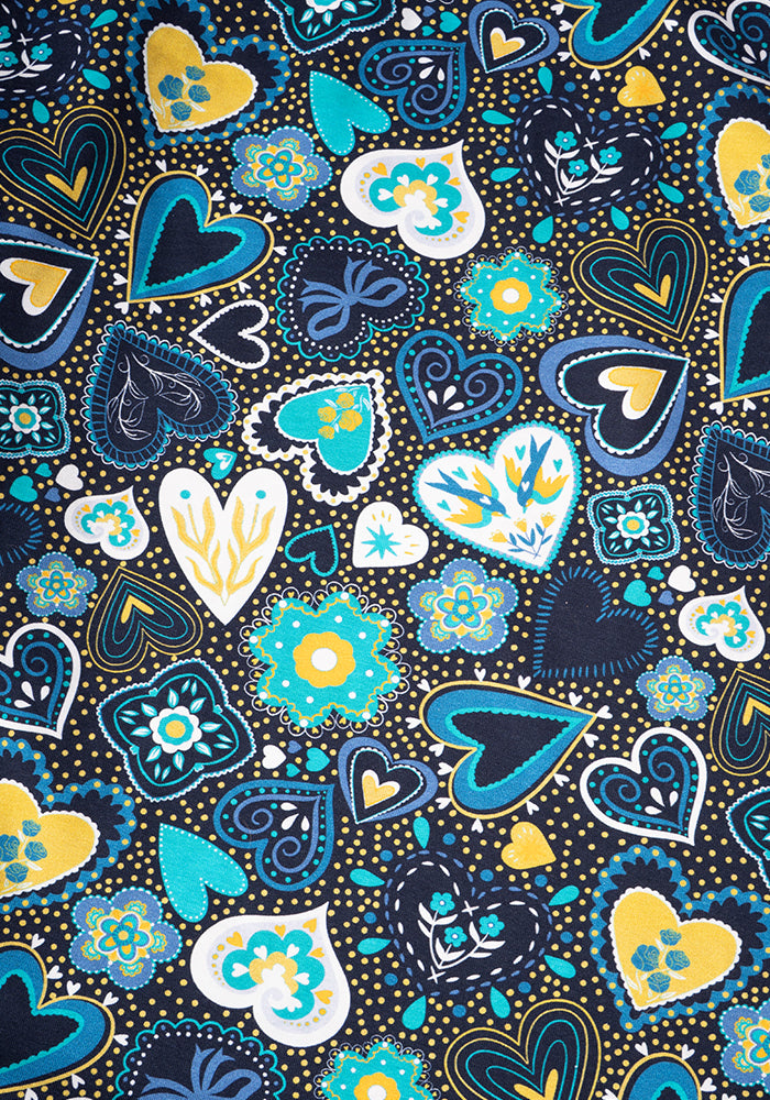 Second angle of Milena Folklore Hearts Print Cotton Midi Dress