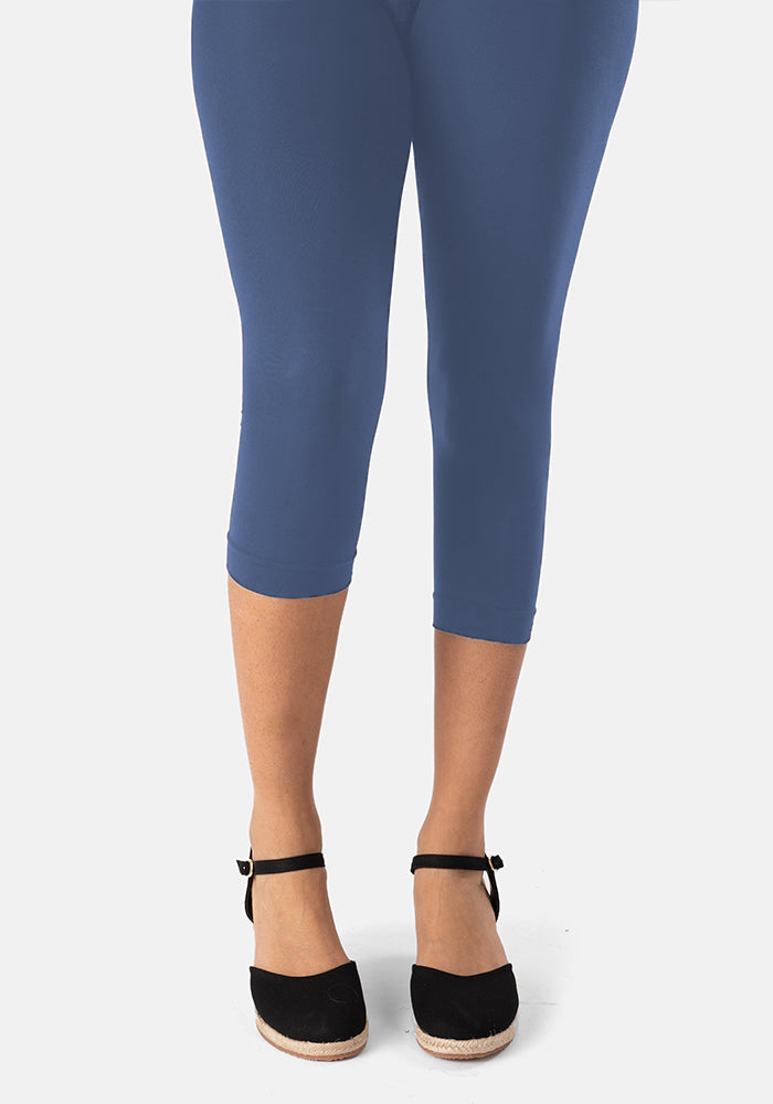Front view of 50 Denier Premium Capri Tights (Midnight Blue)