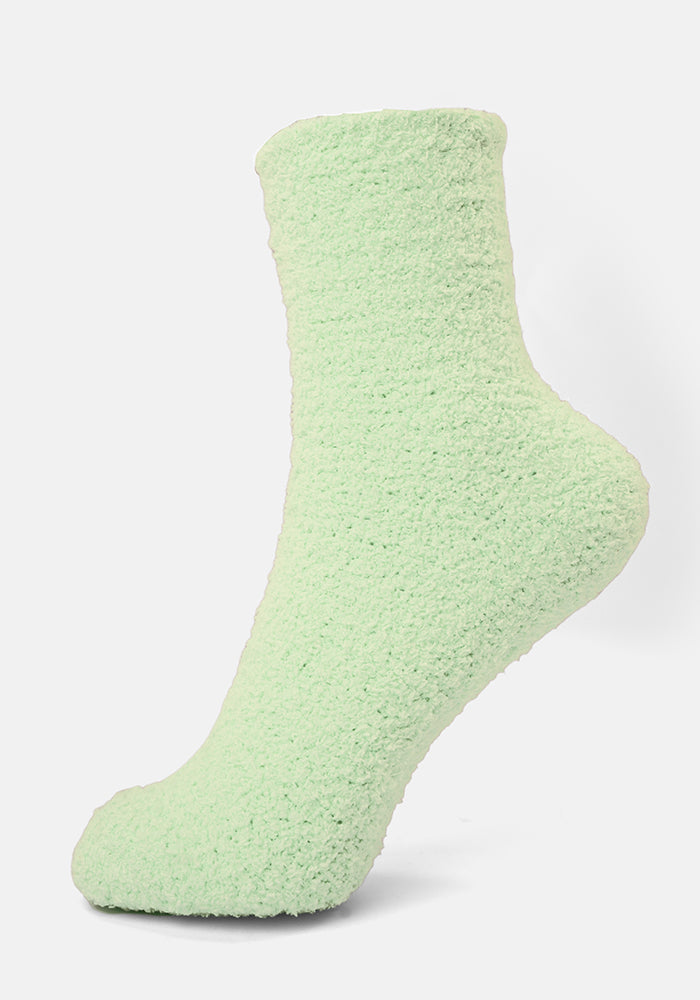 Front view of Mint Fluffy Socks
