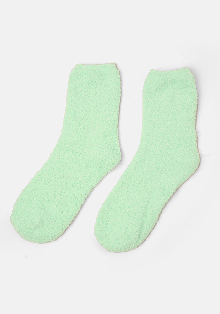 Third angle of Mint Fluffy Socks