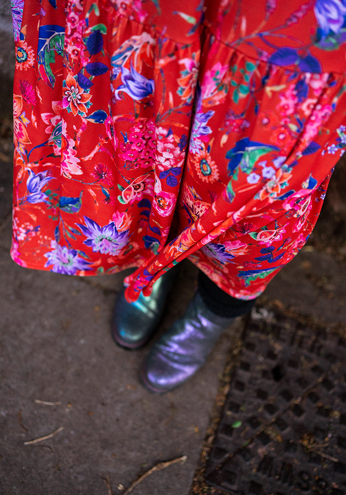 Mirabella Large Paisley Floral Print Tiered Hem Midaxi Dress