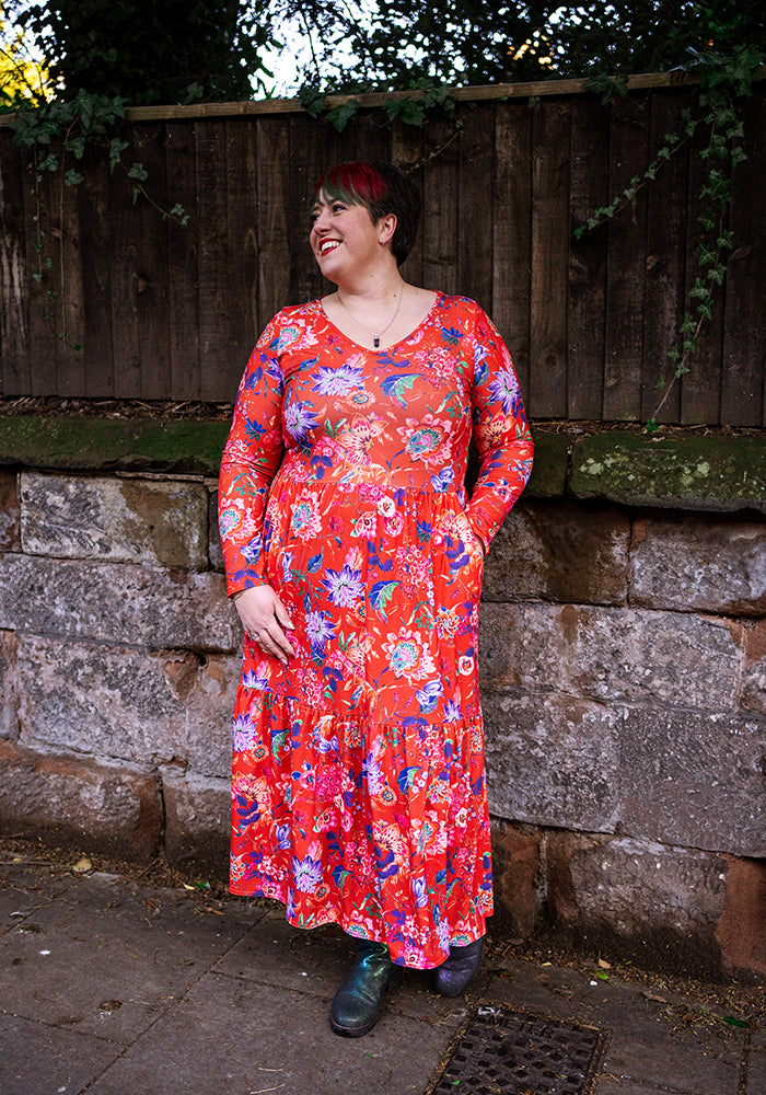 Mirabella Large Paisley Floral Print Tiered Hem Midaxi Dress