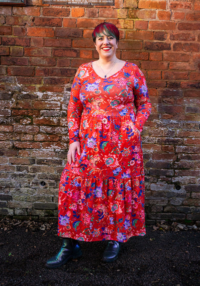 Mirabella Large Paisley Floral Print Tiered Hem Midaxi Dress