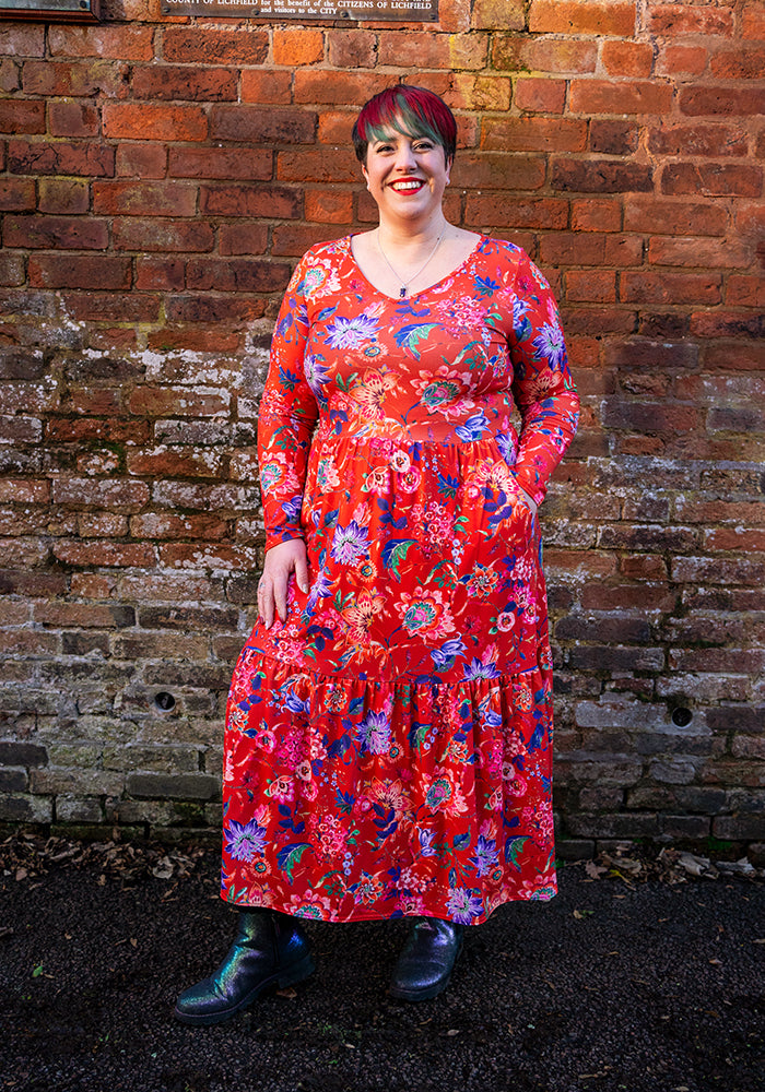 Mirabella Large Paisley Floral Print Tiered Hem Midaxi Dress