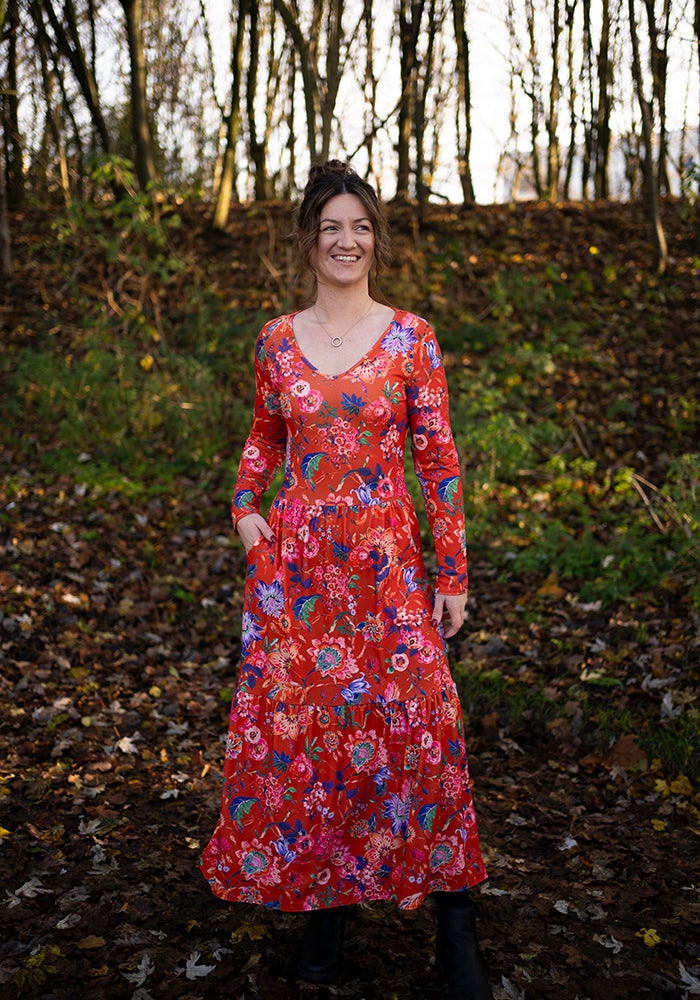 Mirabella Large Paisley Floral Print Tiered Hem Midaxi Dress