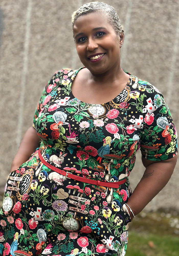 Mirana Wonderland Print Cotton Midi Dress