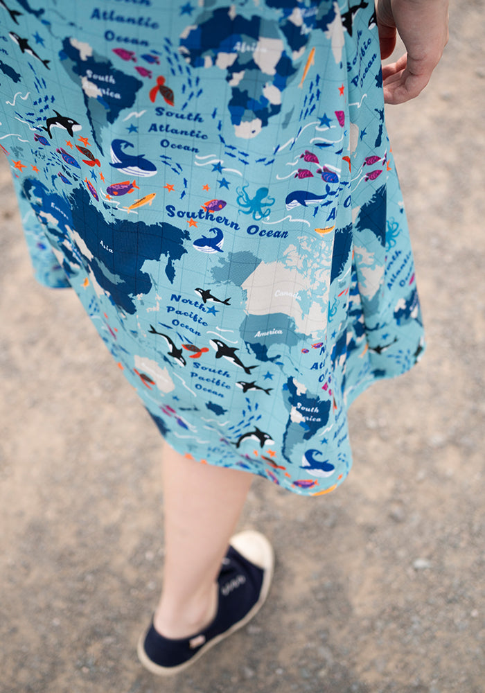 Mirrian World Map Print Dress