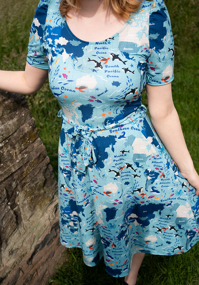 Mirrian World Map Print Dress