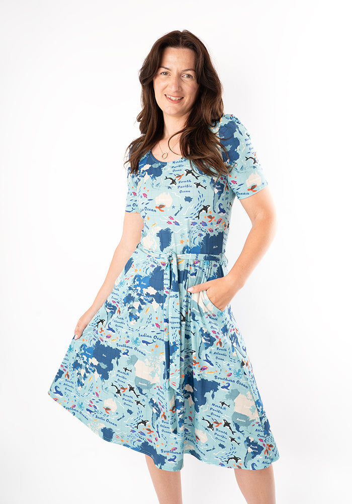 Mirrian World Map Print Dress