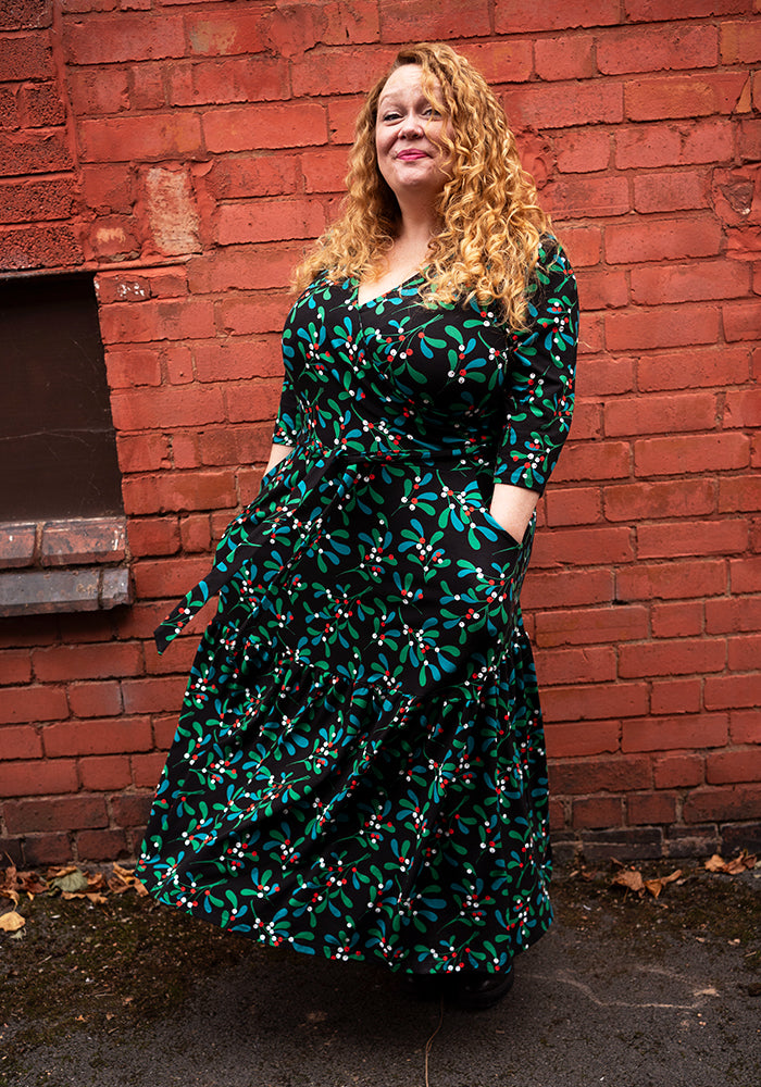 Leora Mistletoe Print Cotton Midaxi Dress