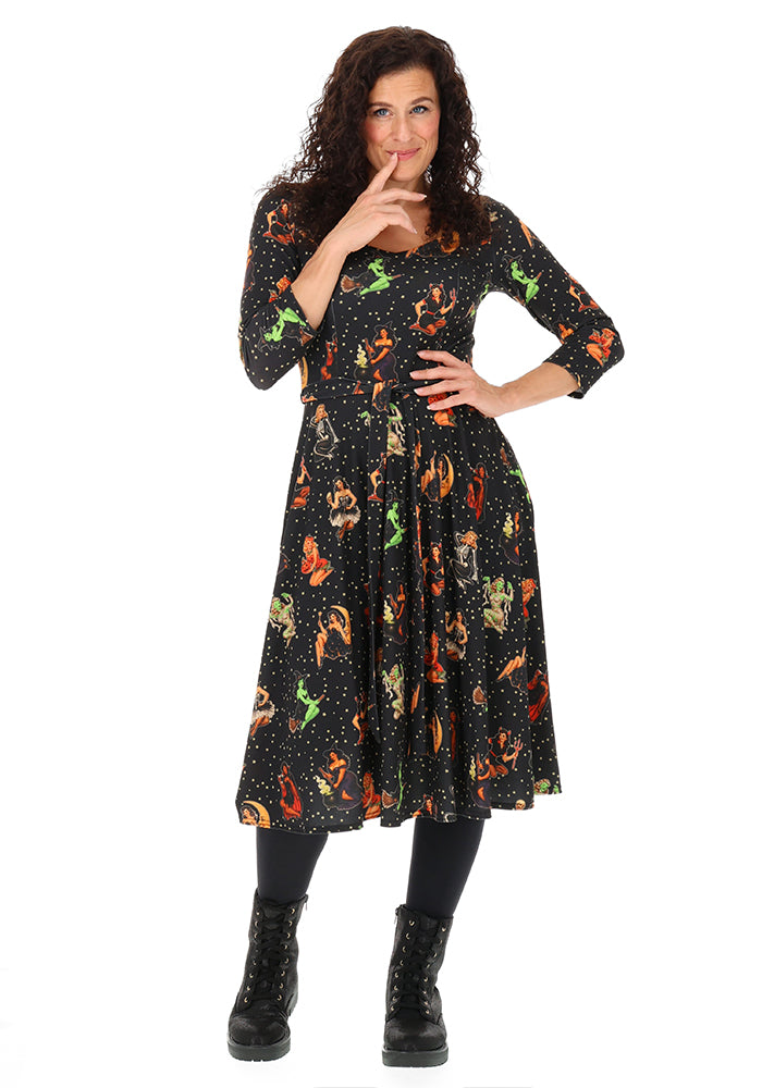 Molly Jordan Pin Up Print Swing Dress