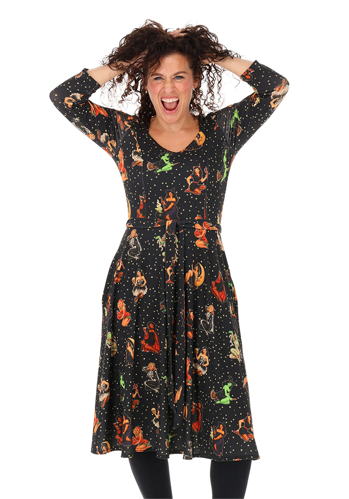 Molly Jordan Pin Up Print Swing Dress
