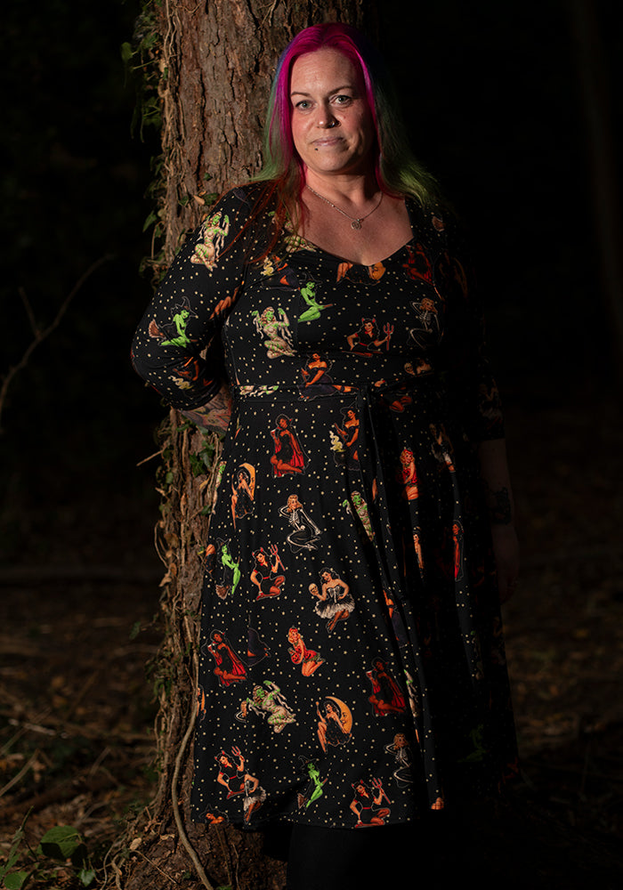 Molly Jordan Pin Up Print Swing Dress