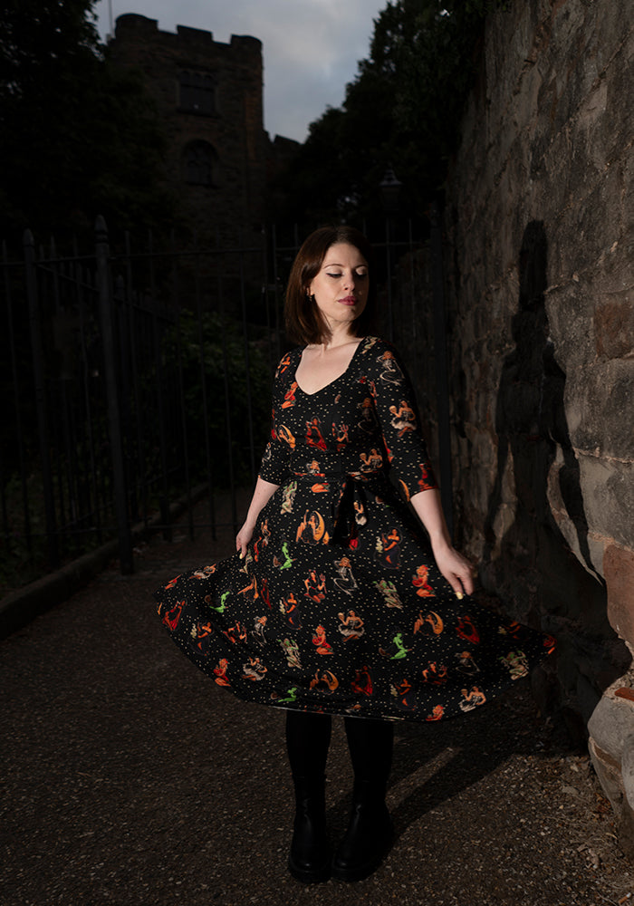 Molly Jordan Pin Up Print Swing Dress