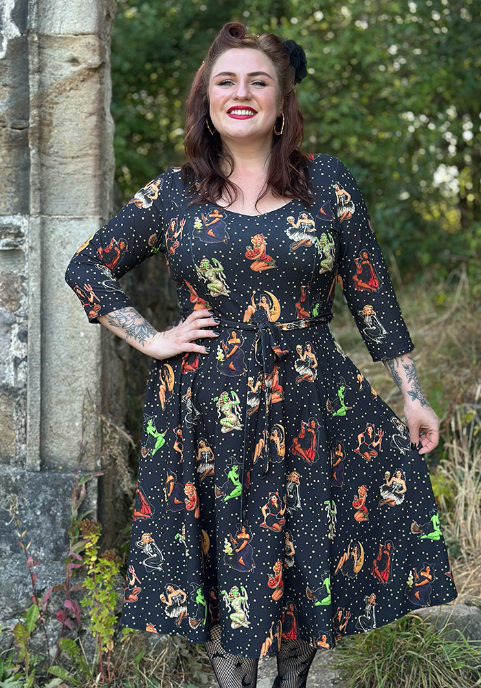 Molly Jordan Pin Up Print Swing Dress