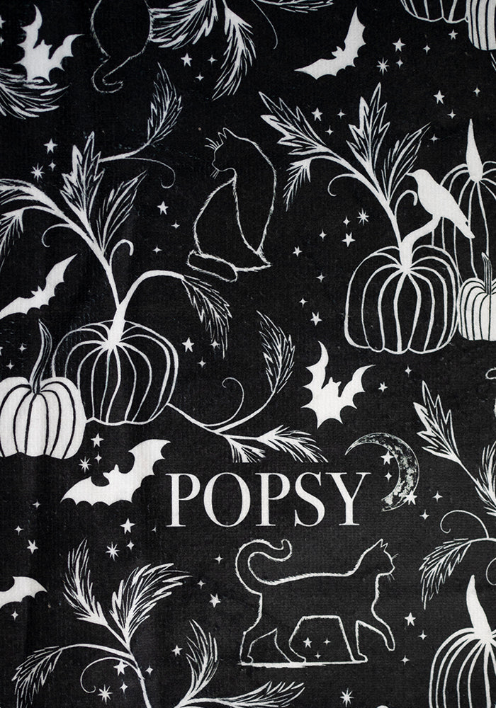Mono Pumpkin &amp; Cat Print Hand Towel