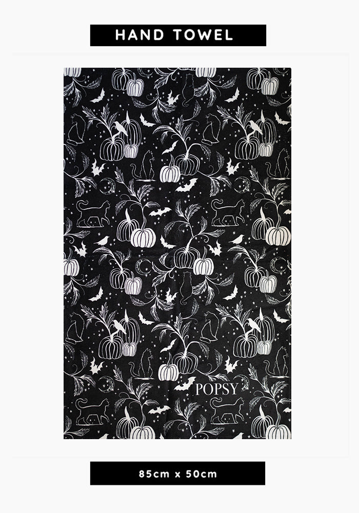 Mono Pumpkin &amp; Cat Print Hand Towel