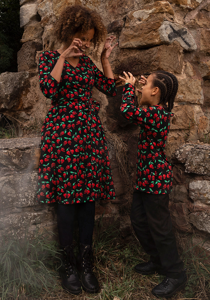 Morella Skull Cherries Print Cotton Swing Dress