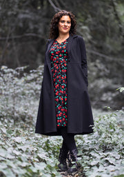 Morella Skull Cherries Print Cotton Swing Dress