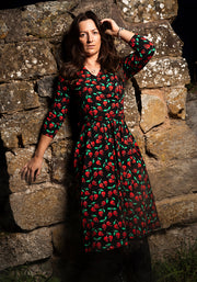 Morella Skull Cherries Print Cotton Swing Dress