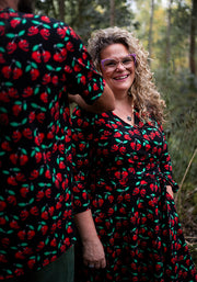 Morella Skull Cherries Print Cotton Swing Dress