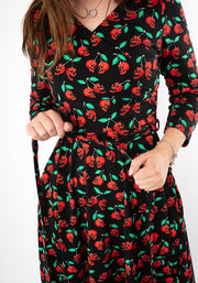 Morella Skull Cherries Print Cotton Swing Dress