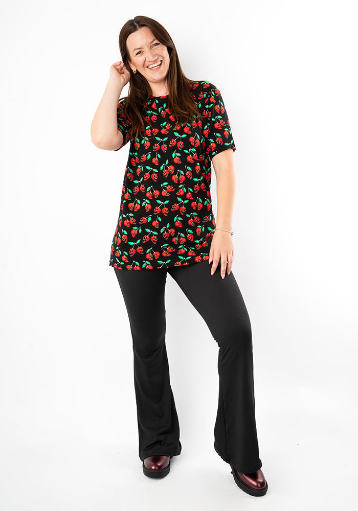 Morella Skull Cherries Print Cotton T-Shirt