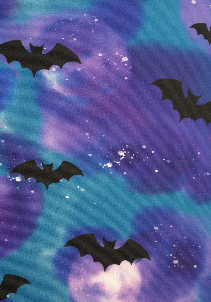 Morgana Purple Bats in the Night Sky Print Cotton Midaxi Dress