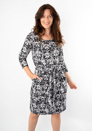 Morrigan Mono Skull Print Blouson Dress