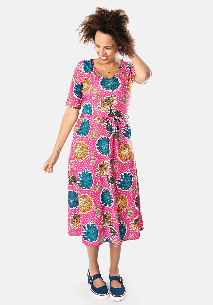Morven Large Floral Print Midi Dress
