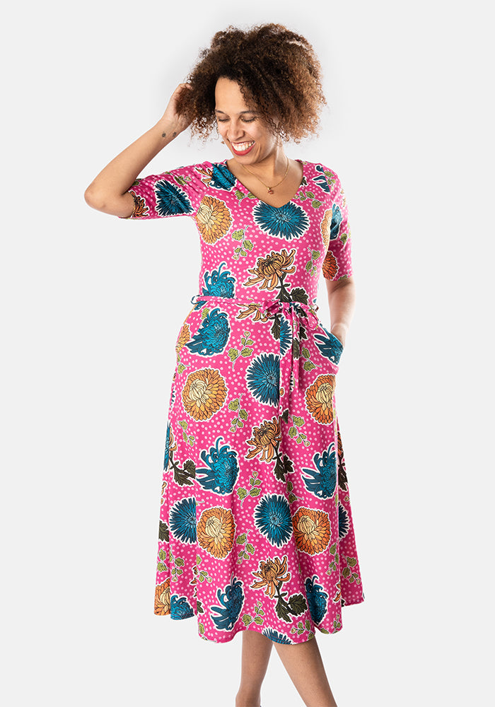 Morven Large Floral Print Midi Dress